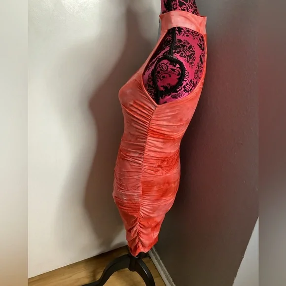 Tie-Dye Halter Mini Dress in Coral M - Picture 5 of 16